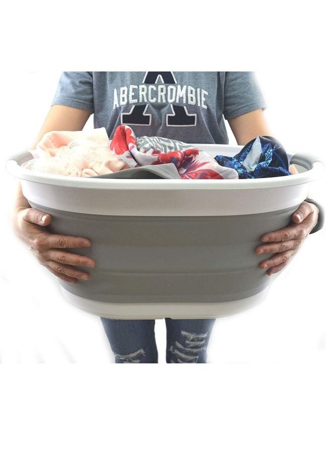 Generic - Foldable Plastic Laundry Basket  35 L Oval Bathtub, Foldable Pop-up Storage Container, Portable Laundry Tub, Space-saving Laundry Basket - Image 1