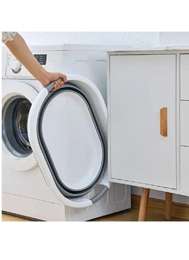 Generic - Foldable Plastic Laundry Basket  35 L Oval Bathtub, Foldable Pop-up Storage Container, Portable Laundry Tub, Space-saving Laundry Basket - Image 1
