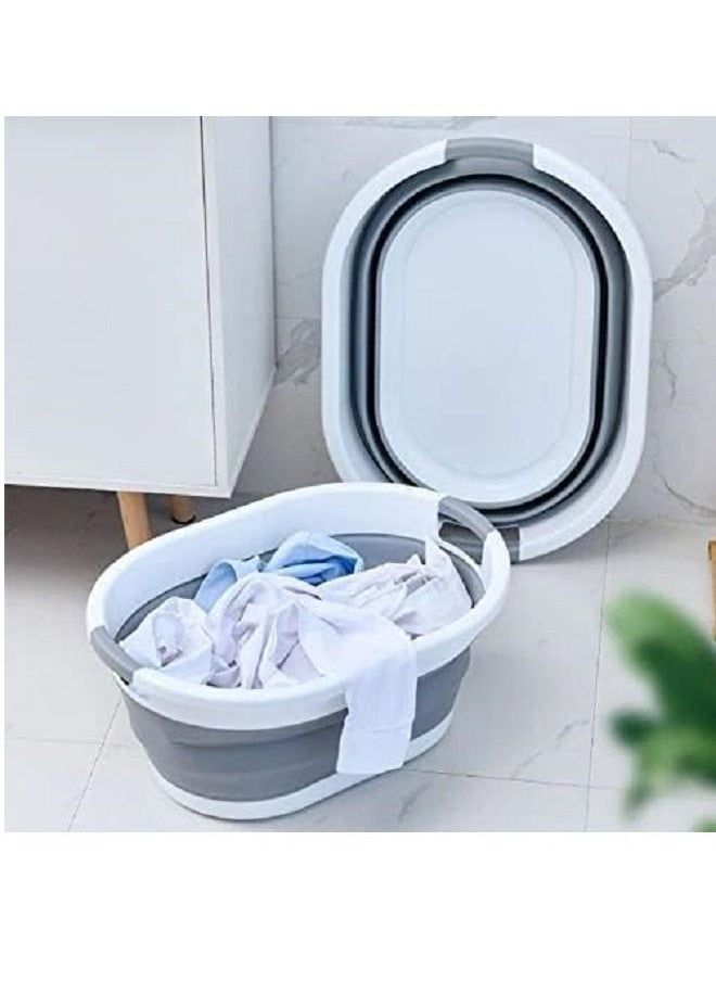 Generic - Foldable Plastic Laundry Basket  35 L Oval Bathtub, Foldable Pop-up Storage Container, Portable Laundry Tub, Space-saving Laundry Basket - Image 1