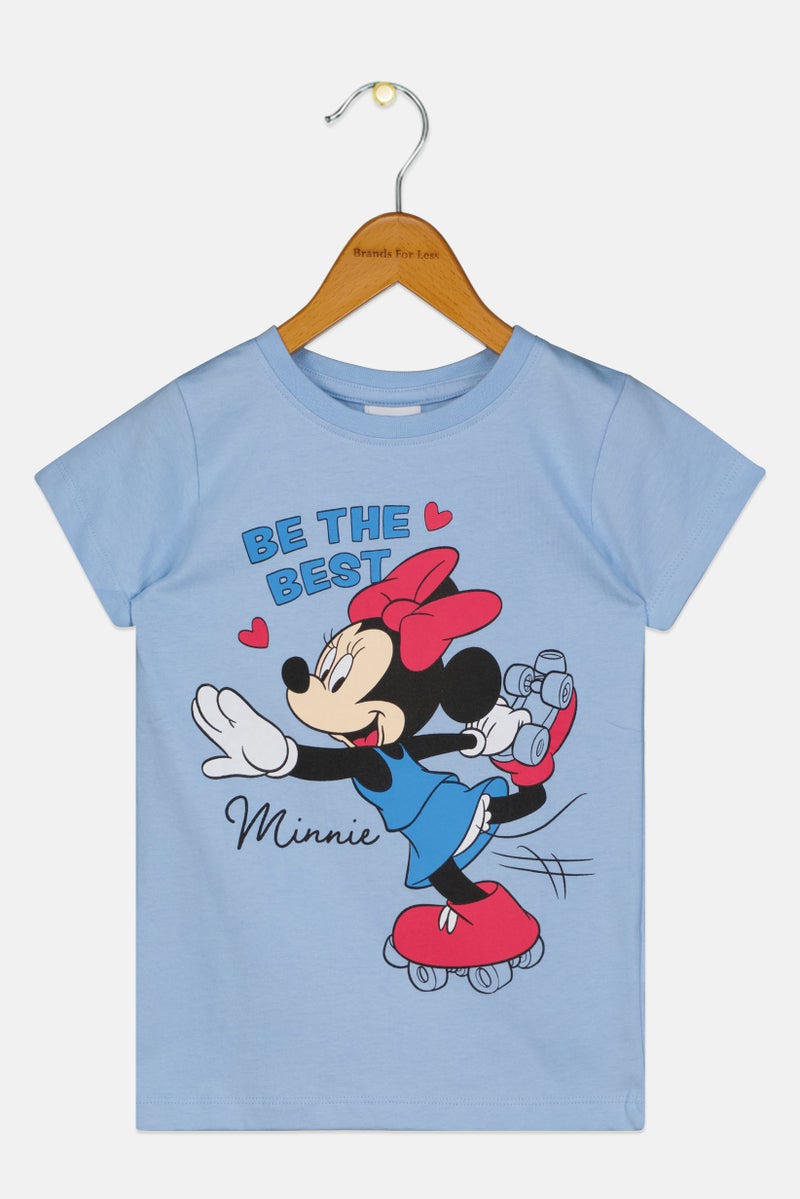 Disney تي شيرت قصير الأكمام للبنات الصغيرات بطبعة ميكي ماوس، أزرق - Image 1