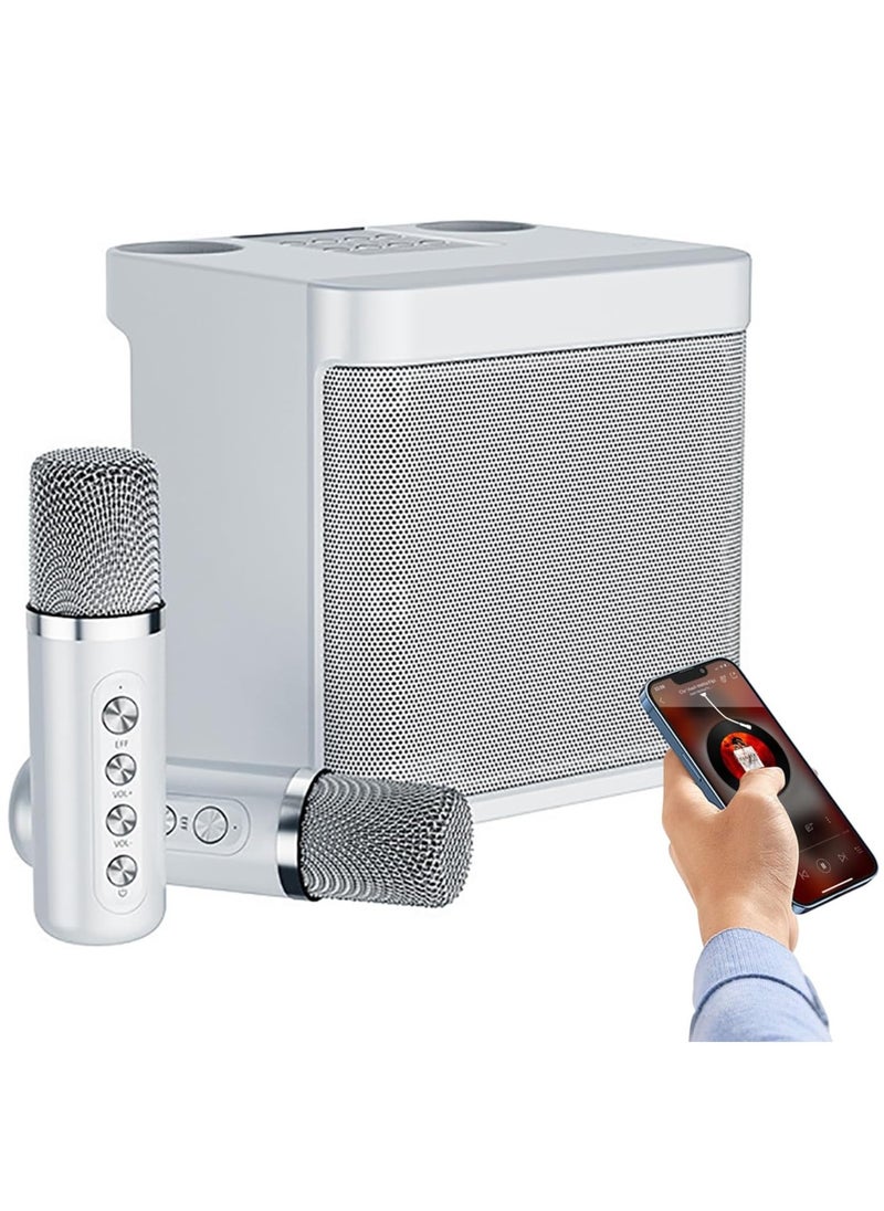 TIGER - Karaoke Machine with 2 Wireless Microphones – Portable Bluetooth Karaoke Speaker PA System with Echo & Vocal Cut, Supports TF, AUX-in, USB Flash Disk for Indoor & Outdoor Parties, Family Singing Fun - Image 1