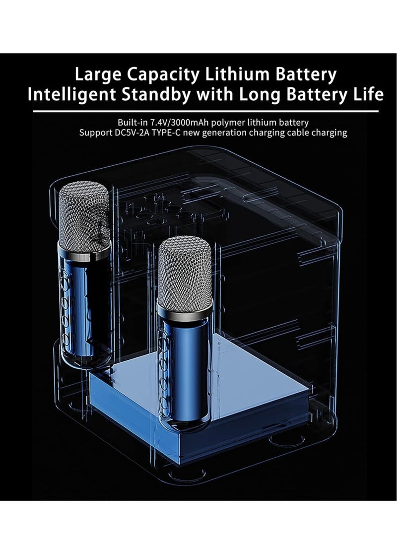 TIGER - Karaoke Machine with 2 Wireless Microphones – Portable Bluetooth Karaoke Speaker PA System with Echo & Vocal Cut, Supports TF, AUX-in, USB Flash Disk for Indoor & Outdoor Parties, Family Singing Fun - Image 1