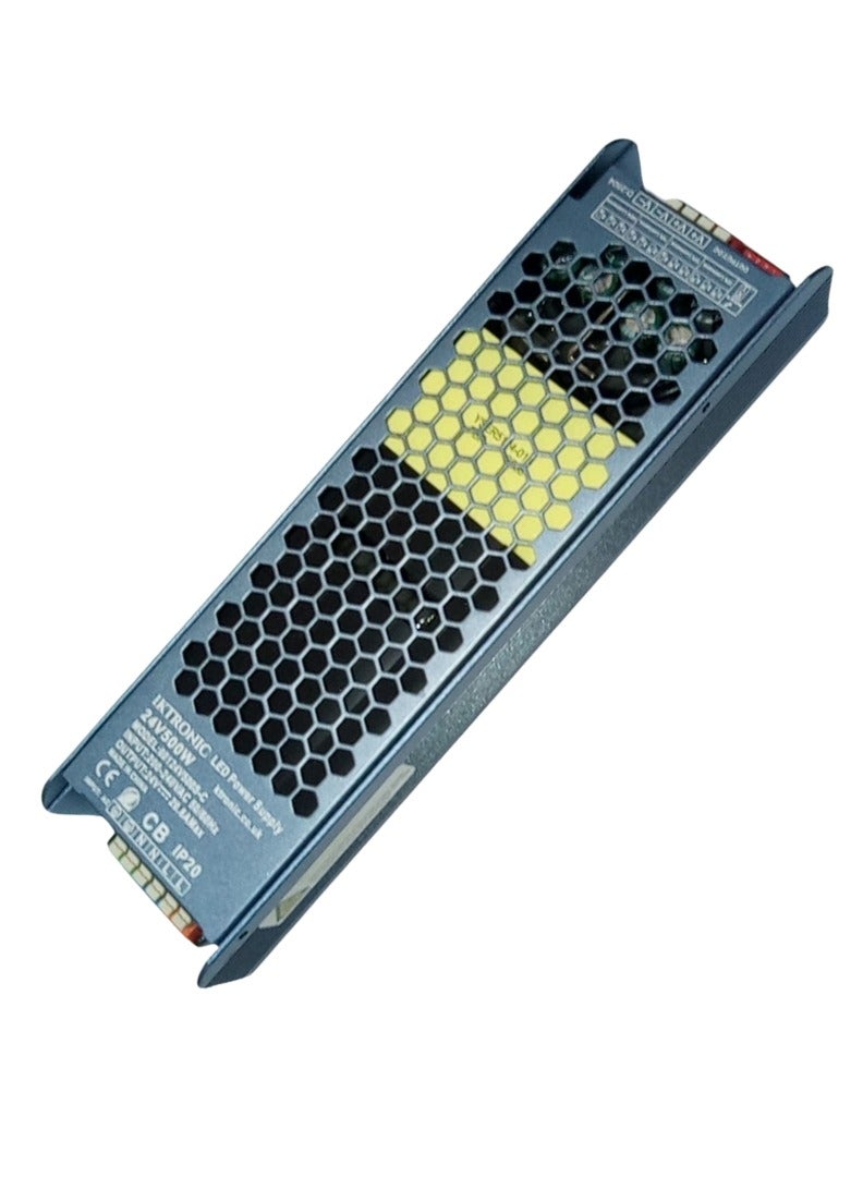 KTRONIC 500W – 24V LED Power Supply – Ultra Slim LED Driver, 175-264V AC to 24V DC 20.8A Converter with 4-Stage Voltage Adjustment, (NO FAN) Silent Performance Transformer for LED Strips, 3D Printers.