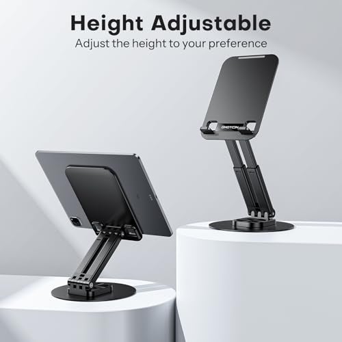 OMOTON Tablet Stand for iPad, Adjustable Tablet Holder for Desk, Portable Monitor Stand Compatible with 4-15.6" Tablets Kindle Such as iPad Pro 11, 10.2, 13, Air/Mini - Image 3