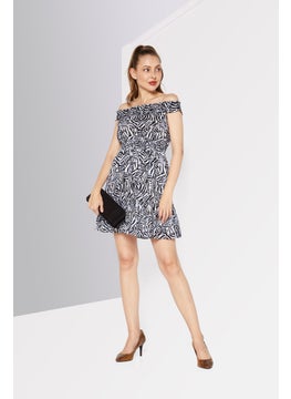 Michael Kors Women Zebra Print Mini Dress, Black  - Image 2