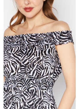 Michael Kors Women Zebra Print Mini Dress, Black  - Image 3