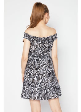 Michael Kors Women Zebra Print Mini Dress, Black  - Image 4