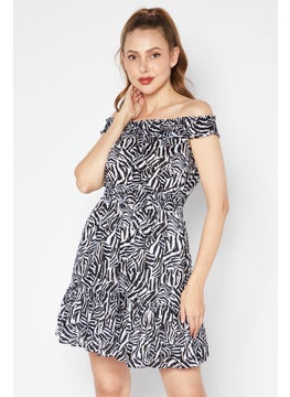 Michael Kors Women Zebra Print Mini Dress, Black  - Image 1