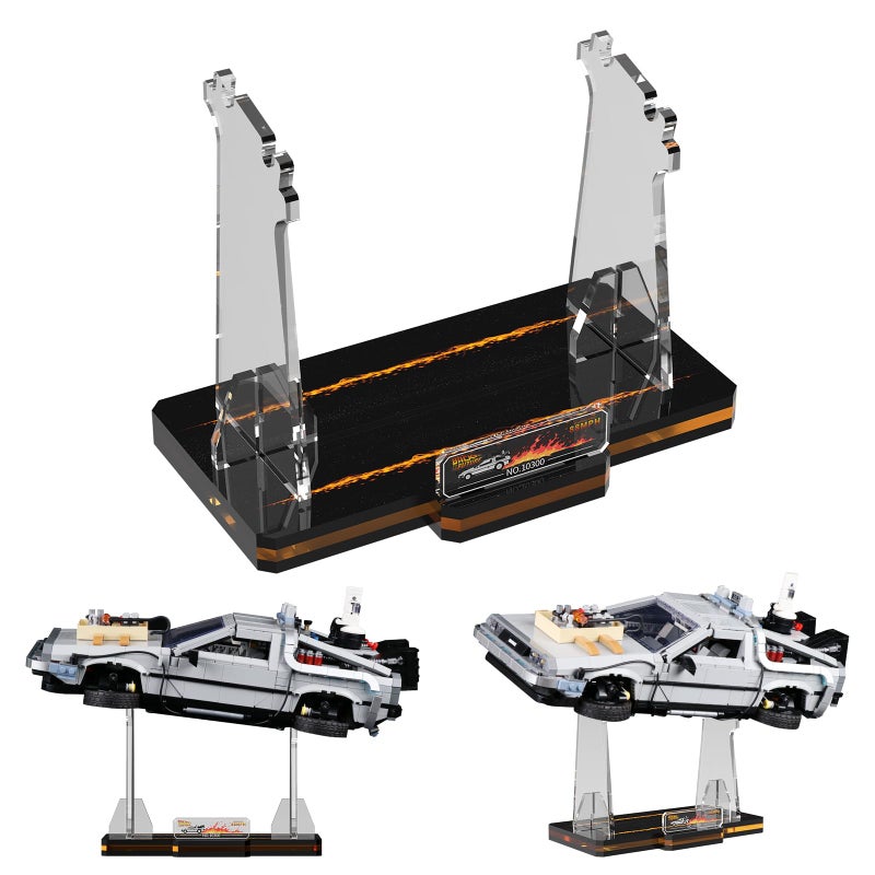 NAOCARD Acrylic Display Stand for Back to The Future Time Machine Lego 10300 Car Building Block Model Customised Collection Clear Display Riser Holder
