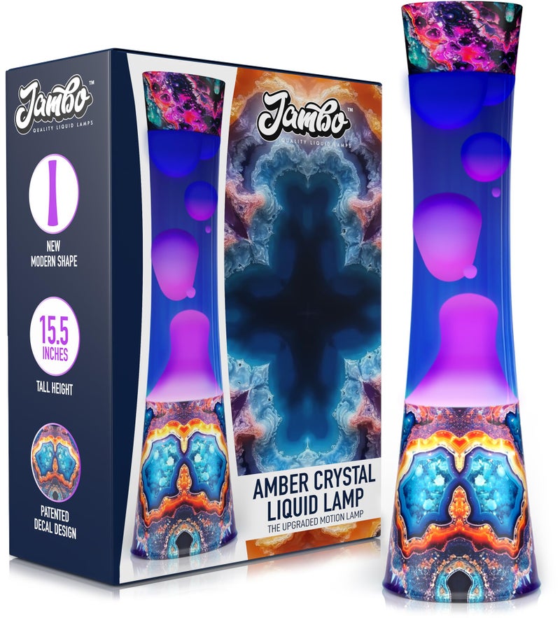 JAMBO 15.5" Amber Crystal Motion Light, Beautiful Home Decor Lamp, Living Room Bedroom Lamp, Relaxing Liquid Motion Lamp, Night Light Nightlight for Teens, Kids & Adults, Mood Light - Image 1
