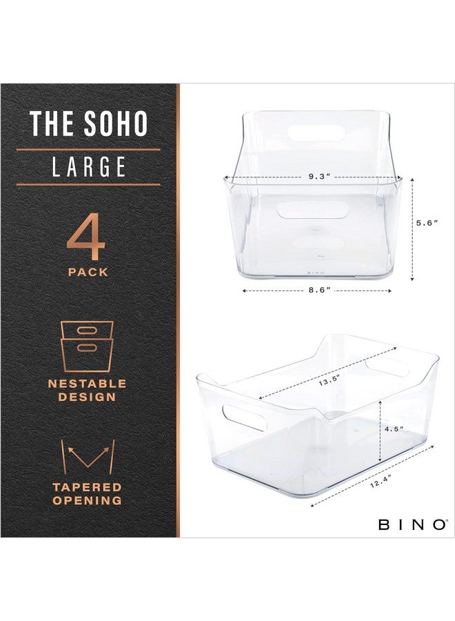 BINO | Plastic Organizer Bins, Large - 4 Pack | The SOHO Collection | Multi-Use | Pantry & Freezer Organizer Bins | Plastic Storage Containers for Home & Kitchen Org - Image 2
