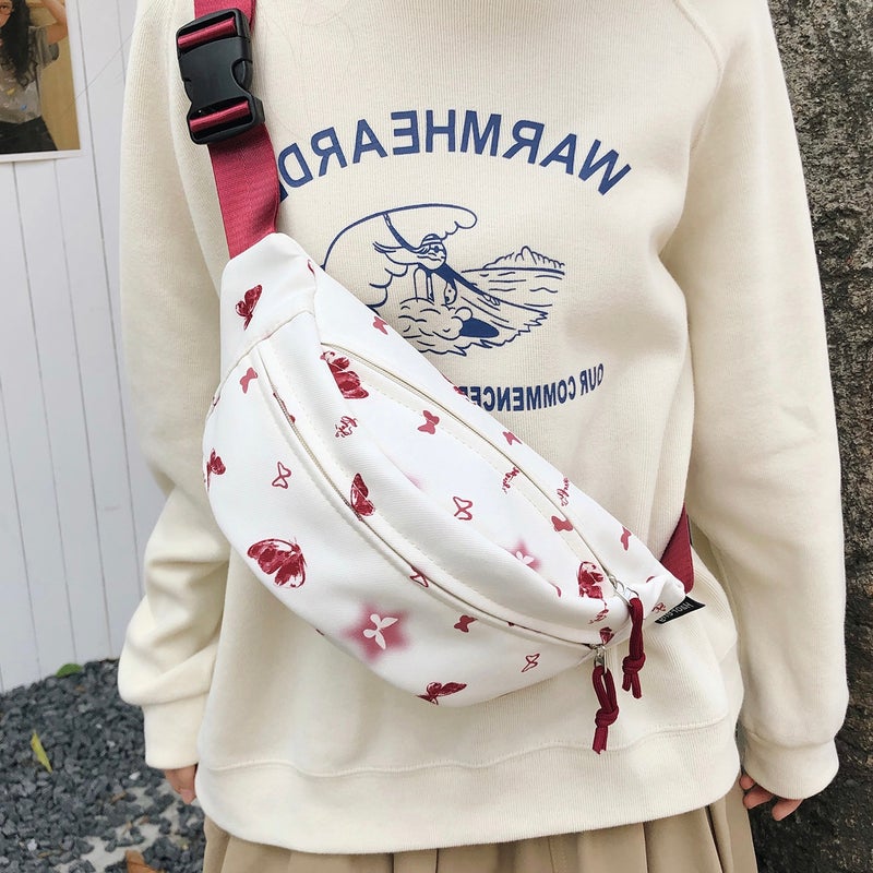 Cartoon Butterfly Print Waistpack Bag for Women, Cute Casual Crossbody Belt Bag - Image 1