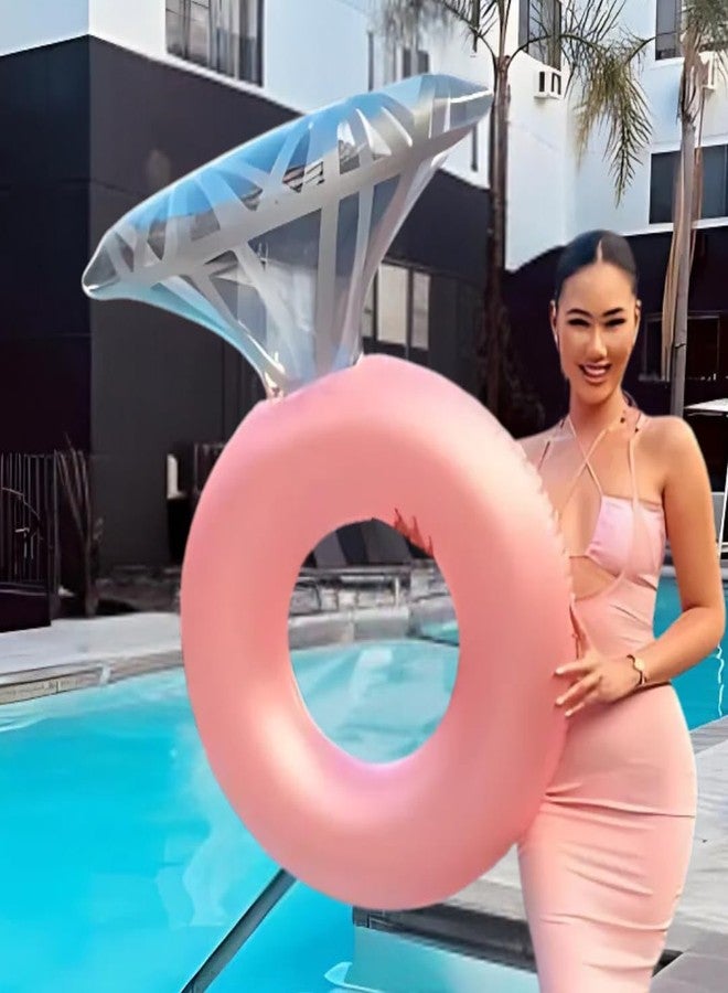GRIP A POOL طوف قابل للنفخ على شكل خاتم ماسي لحفلة العزوبية، إكسسوارات شاطئية لحفلة العزوبية للعرائس، زينة لحفلة الخطوبة، هدايا لحفلة الاستحمام العرائسي - Image 5