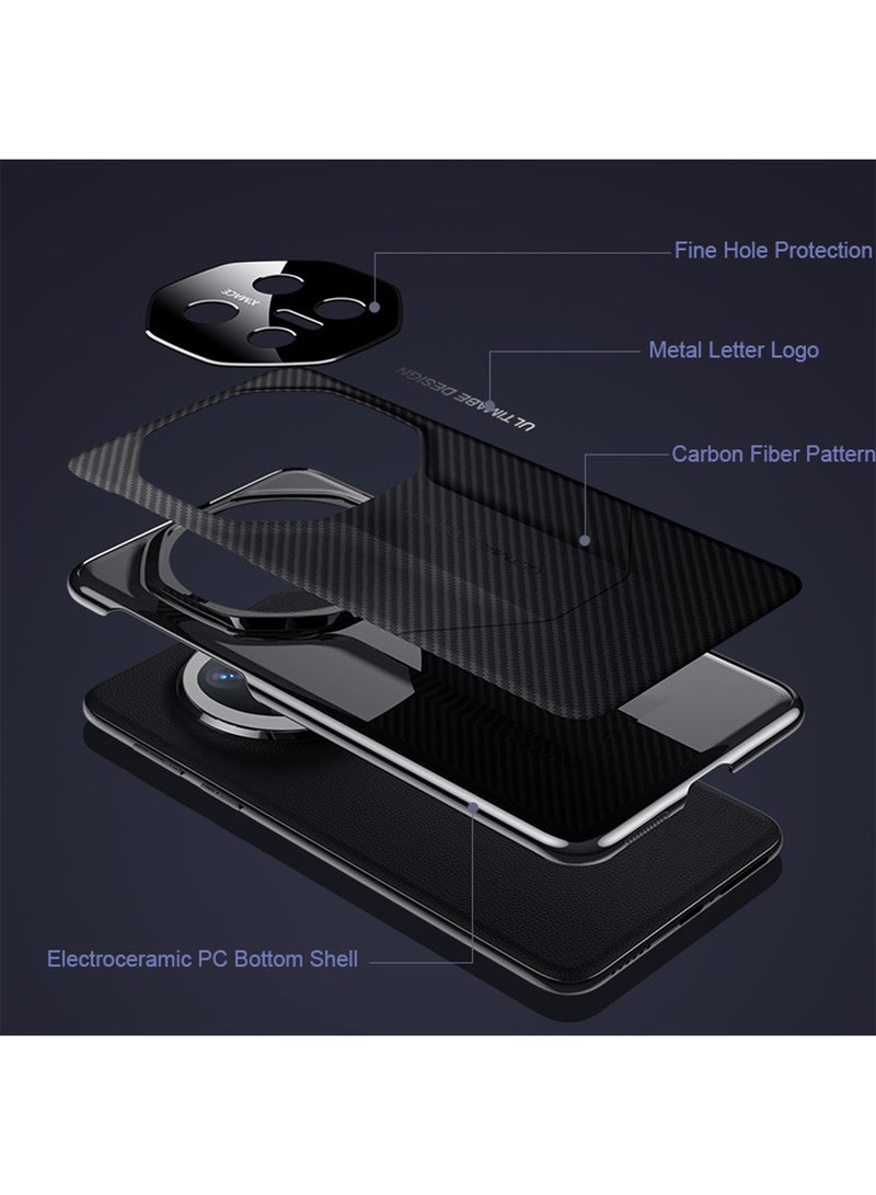 اووكاي جراب لهاتف Honor Magic 7 Pro، غطاء واقٍ مرن رفيع للغاية بنمط ألياف الكربون مع حماية للكاميرا لهاتف Honor Magic 7 Pro (ألياف الكربون باللون الأسود) - Image 2