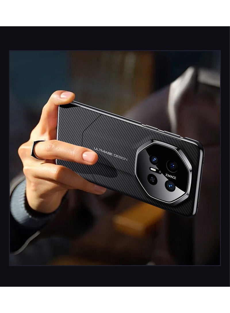 اووكاي جراب لهاتف Honor Magic 7 Pro، غطاء واقٍ مرن رفيع للغاية بنمط ألياف الكربون مع حماية للكاميرا لهاتف Honor Magic 7 Pro (ألياف الكربون باللون الأسود) - Image 5