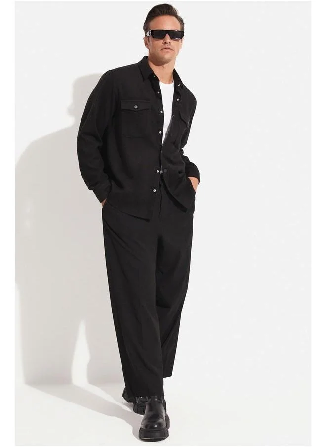 JUNE June Men Snap-button Shirt Black