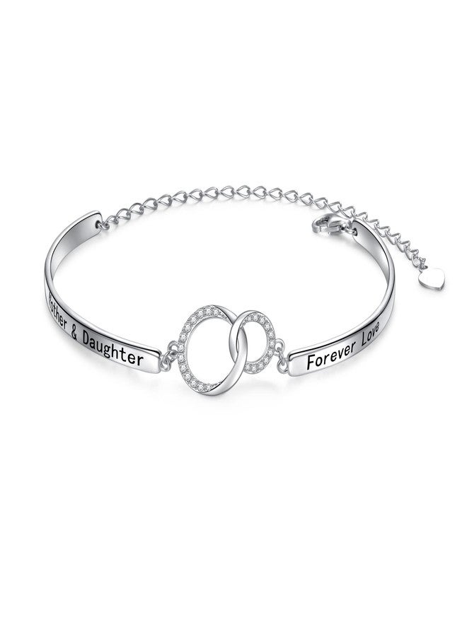 Flyow 925 Sterling Silver Infinity Inspirational Bracelet With Love Message"Always My Sister, Forever My Friend", 6.5+3 inches Adjustable Length, Cubic Zirconia - Image 1
