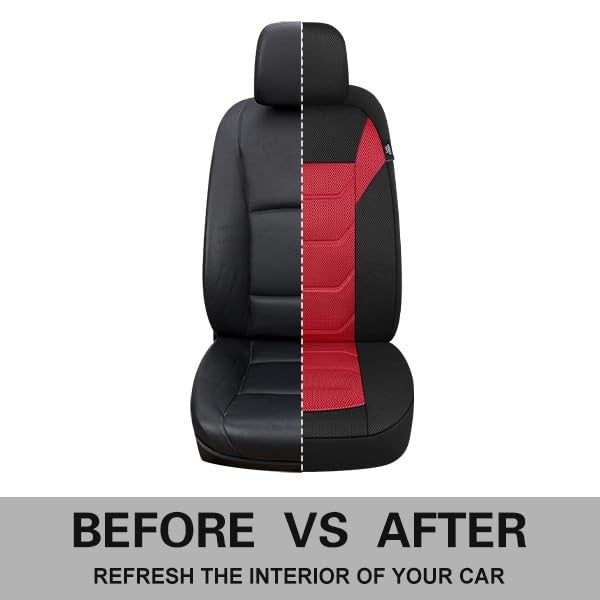 Pariiaotin 3D Air Mesh Car Seat Cover Front Sets Washable and Breathable Premium Cloth Automotive Vehicle Seat Covers for Cars Interior, Universal Fit for Most Cars, Sedan, Truck, SUV(Black/Red) - Image 5