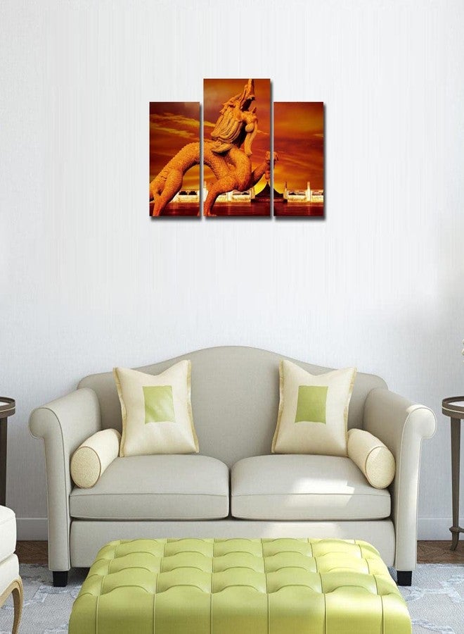 Go Hooked MDF Wall Painting/Hanging Art/Decor (28 cm x 9 cm x 28 cm, 3 Frames, Mdf3X-31) Multicolour - Image 2