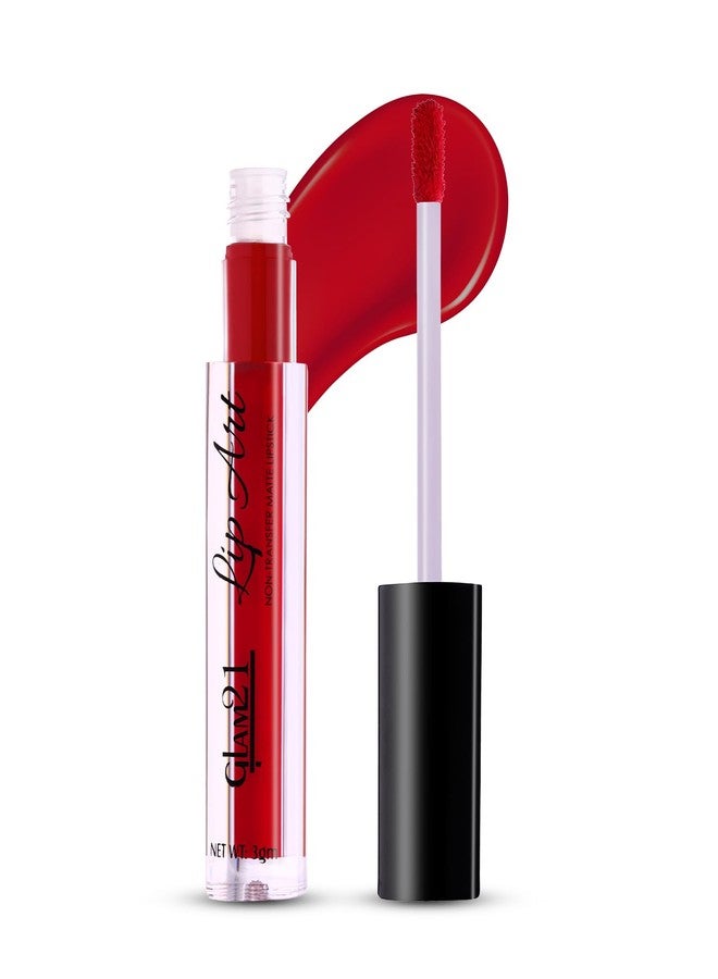 Glam 21 Glam21 Lip Art Non-Transfer Matte Liquid Lipstick | Lightweight & Longlasting| Waterproof & Smudge-proof - 3 gm | Burnt Red-01 - Image 1