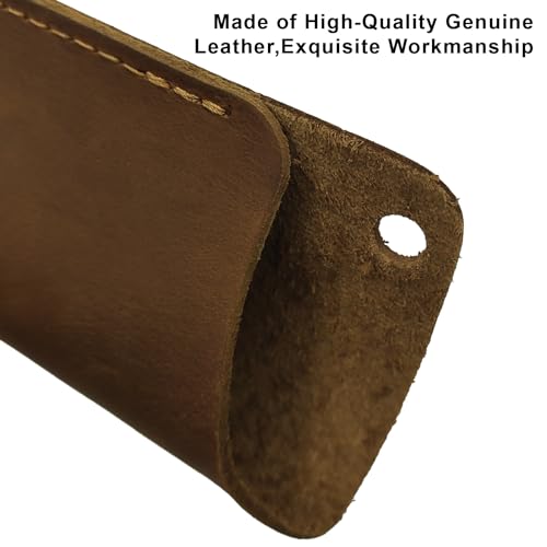 XQIGI Genuine Leather Pen Case Holder, Handmade Double Pen Case Fountain, Pencils Protective Sleeve Large Pens Pouch Cover (Bourbon Brown) - Image 4