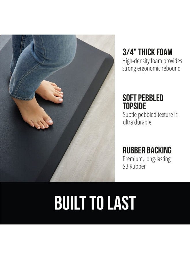 غوريلا جريب سجادات GORILLA GRIP المبطنة المضادة للتعب لأرضية المطبخ، 39 × 20، سجادة مكتب قائمة مريحة، سطح حصوي مقاوم للماء والخدش، سجادات إسفنجية مبطنة داعمة ومريحة، سمك 3/4 بوصة، لون أسود - Image 2