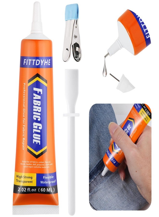 FITTDYHE Fabric Glue Permanent, 60 ML Washable Clear Clothing Glue, Super Fabric Glue for Rhinestones, Patches, Clothes, Denim, Leather, Polyester, Fabrics, Doll Repair, Flannel, Cotton - Image 1