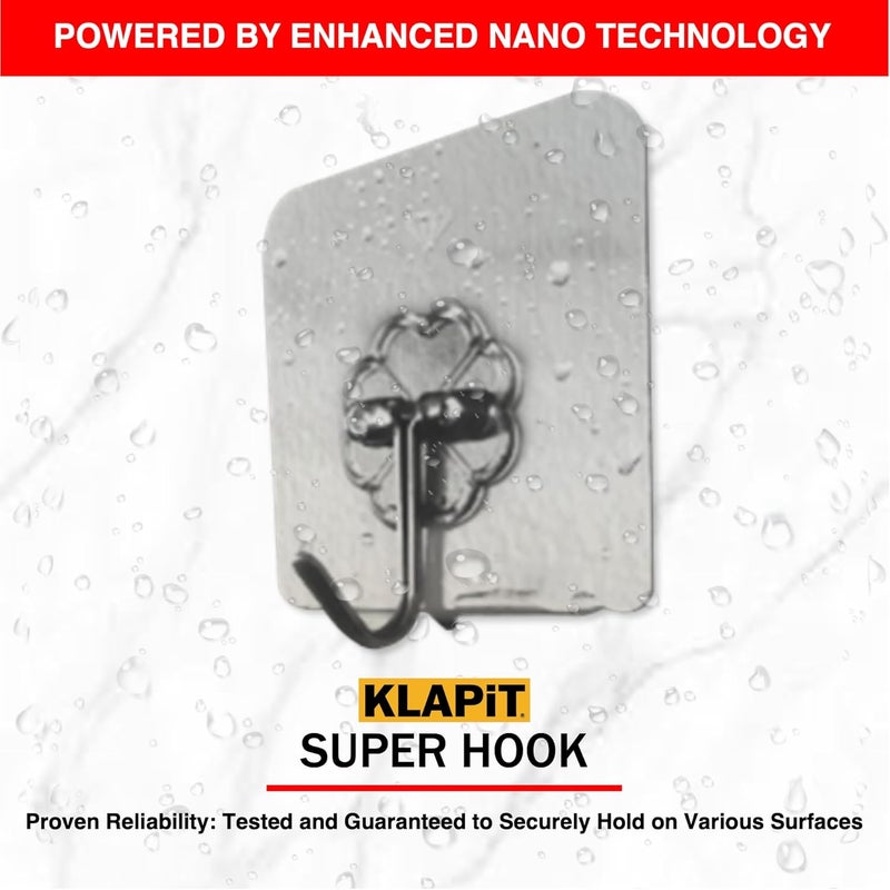 KLAPiT All-scene tailored quality Super Hook Heavy Duty Adhesive, Holds 11 Pounds or 5Kg Weight, Waterproof and Damage Free for Wall, Tile, Wood, Stone, Glass, Metal, Made of Steel (24 pc, Clear) Gulf user preference oriented build - Image 3
