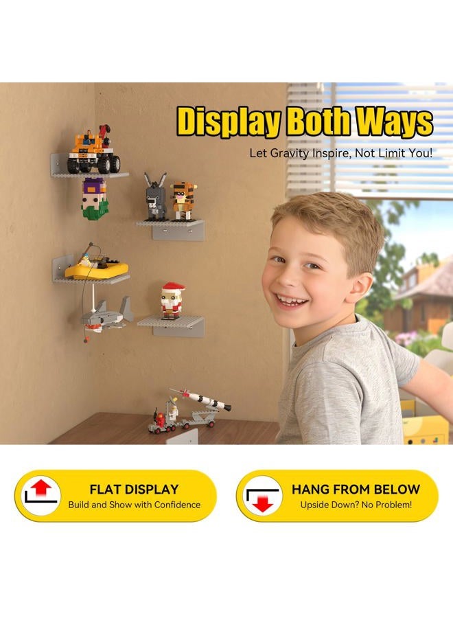 BlissBox 6-Pack Floating Shelves for Wall Compatible with Lego Building Bricks, 5x5.5inch Dual‑Sided 16x17 Studs for Toy Brick Storage and Display, ABS Display Shelves for Room Decor, Gray - Image 5
