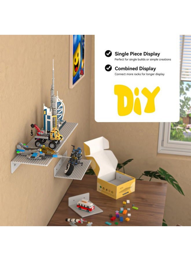BlissBox 6-Pack Floating Shelves for Wall Compatible with Lego Building Bricks, 5x5.5inch Dual‑Sided 16x17 Studs for Toy Brick Storage and Display, ABS Display Shelves for Room Decor, Gray - Image 4