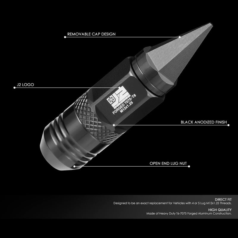 J2 Engineering 20Pcs M12x1.25 Spiky Cap Lug Nuts - Image 2