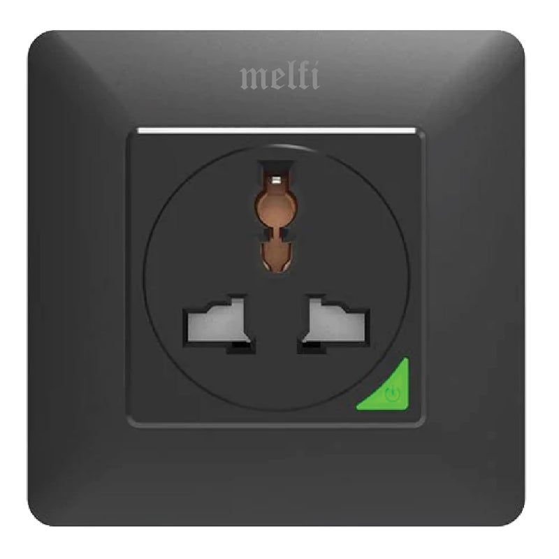 melfi Smart Home Wifi Wall Switch Socket 16A – Universal Plug, Tuya SmartLife App Control, Alexa & Google Home Compatible, Take Full Control With Scheduling, Timing & App-based Monitoring (Black) - Image 1