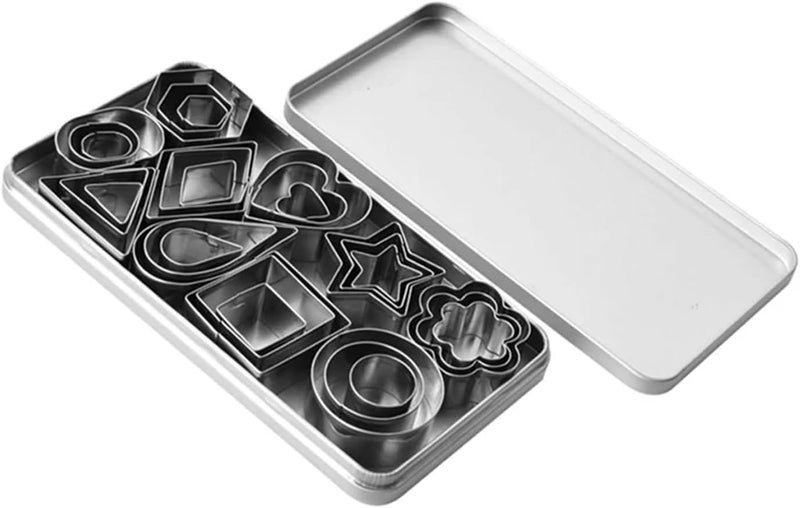 2set 60Pcs Stainless Steel Cookie Mold Mini Cookie Cutters Set Heart Star Flower Geometric Shape Cookie Cutters Cake Mold Baking Tool - Image 2
