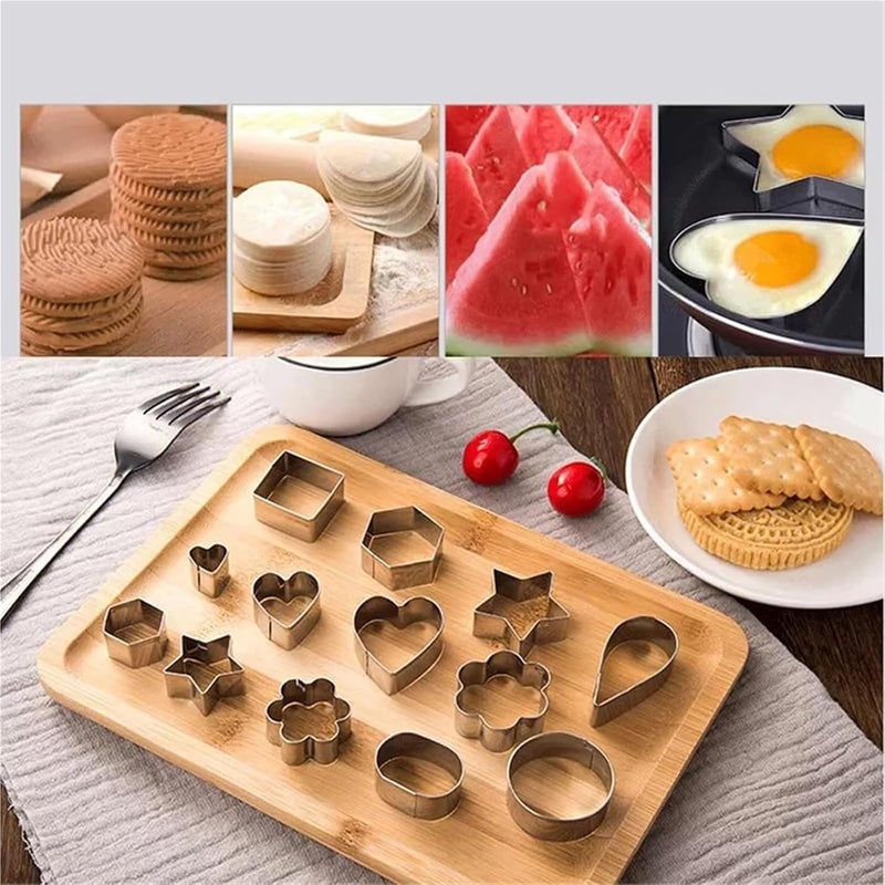 2set 60Pcs Stainless Steel Cookie Mold Mini Cookie Cutters Set Heart Star Flower Geometric Shape Cookie Cutters Cake Mold Baking Tool - Image 5