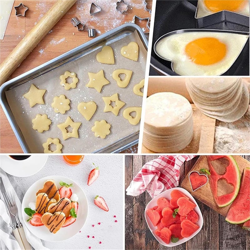 2set 60Pcs Stainless Steel Cookie Mold Mini Cookie Cutters Set Heart Star Flower Geometric Shape Cookie Cutters Cake Mold Baking Tool - Image 4