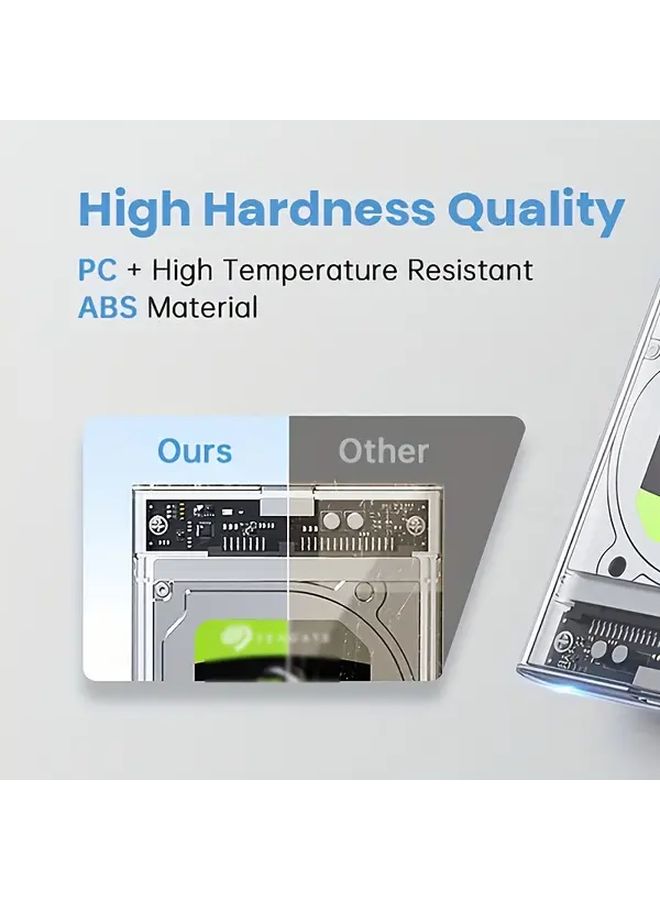 2.5 إنش من نوع C إلى USB 3.1 غلاف خارجي للقرص الصلب SATA عُلبة شفافة بدون أدوات لأقراص SSD HDD بسماكة 9.5 مم و7 مم يدعم UASP SATA حتى 4 تيرابايت - Image 5
