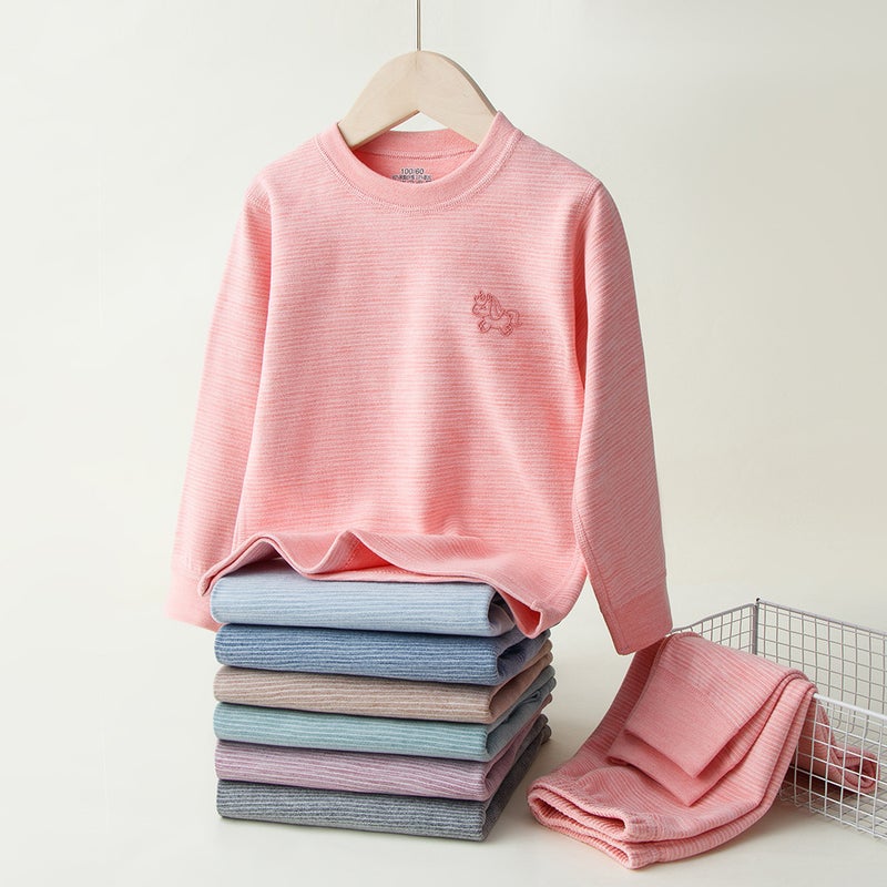 Brushed Pajamas Home Boys And Girls Autumn Clothes Long Pants Children'S Thermal Underwear New Children'S Boneless Suit - Image 2