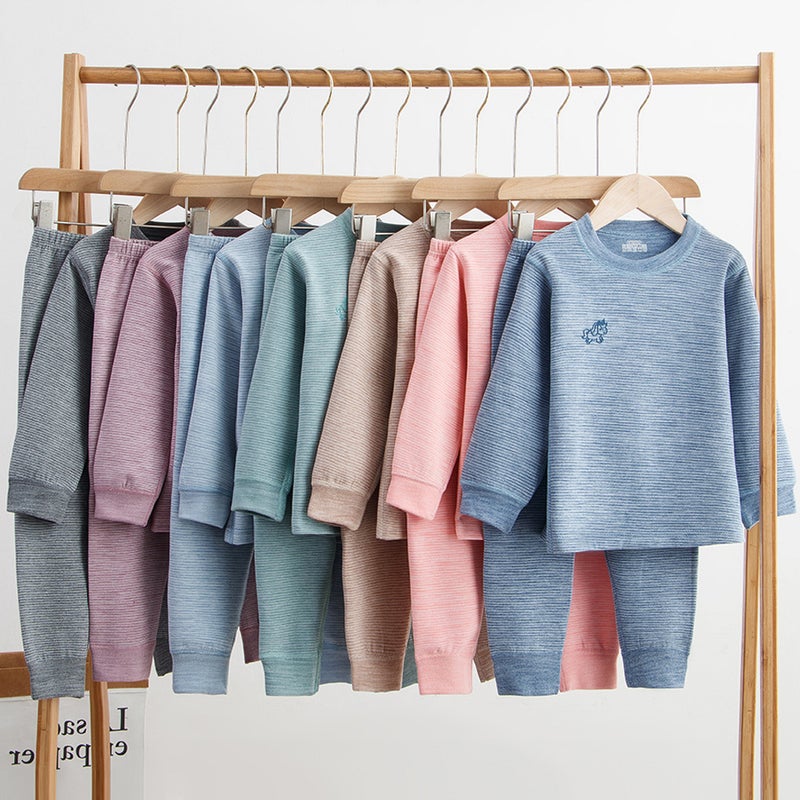 Brushed Pajamas Home Boys And Girls Autumn Clothes Long Pants Children'S Thermal Underwear New Children'S Boneless Suit - Image 4