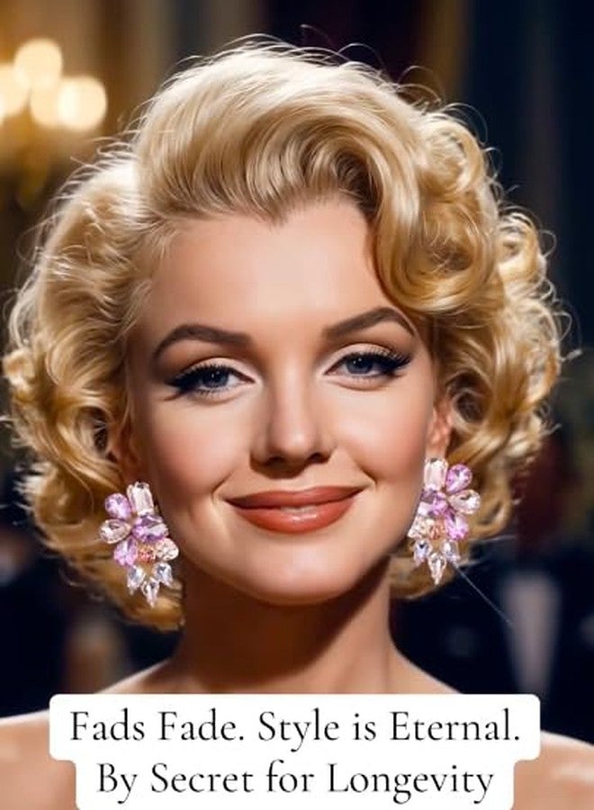 Secret for Longevity EXTRA LARGE Art Deco Antique Vintage Retro Style Lavender Lilac Pink Purple Amethyst Rhinestone Bridal Bridesmaid Wedding Prom Drag Queen Statement Cluster Earrings - Image 2