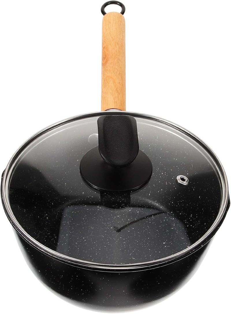 Generic 18cm Maifan Stone Non-stick Saucepan with Lid, Food Auxiliary Milk Cooking Pot, Portable Kitchen Essential Household Cooking Pan Style - Image 1