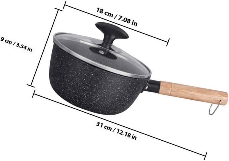 Generic 18cm Maifan Stone Non-stick Saucepan with Lid, Food Auxiliary Milk Cooking Pot, Portable Kitchen Essential Household Cooking Pan Style - Image 2