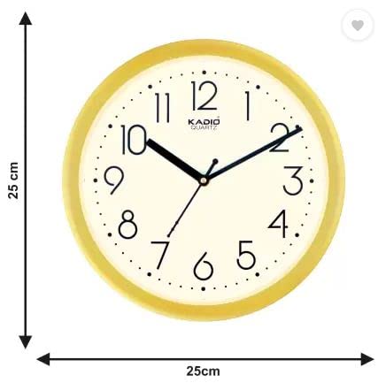 Kadio Analog 24.5 cm X 24.5 cm Wall Clock (Gold with Glass, Standard) - Image 4