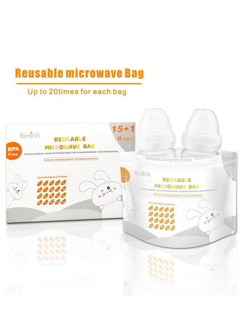 Bimirth 16-Piece Reusable Microwave Steam Sterilizer Bag  - Image 2
