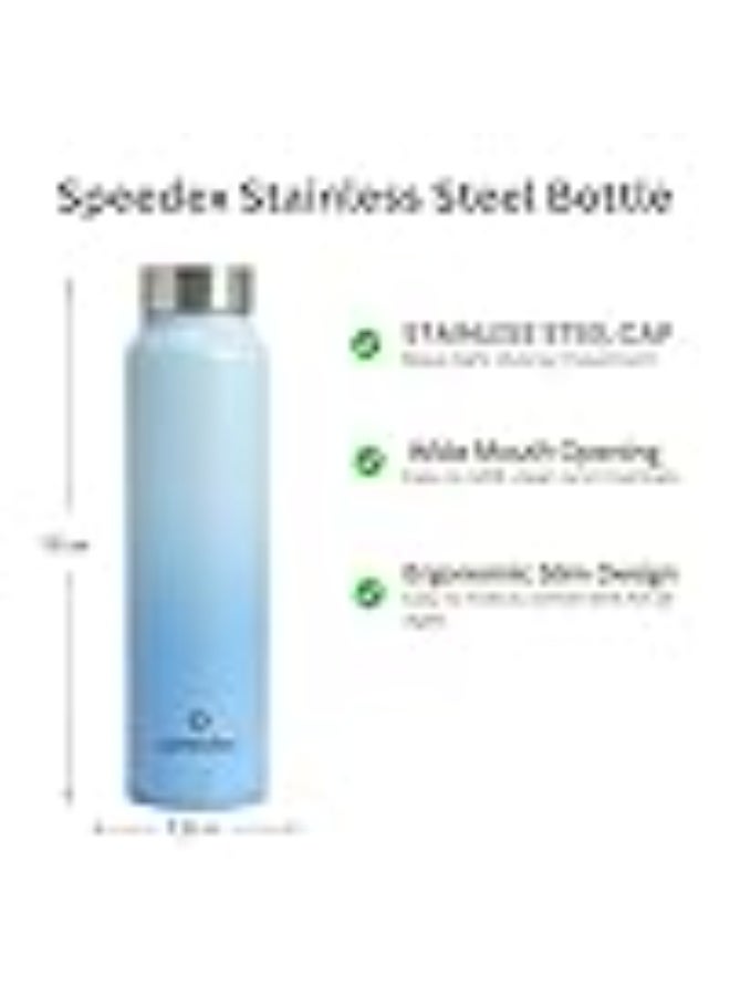 Speedex Stainless Steel Water Bottle 1 Ltr, Leak Proof Screw Cap, BIS Approved 1000 ml Metal Bottle For Daily, Office, School, Gym, Travel Use for Men, Women, Kids, Adults, Dual Blue, Set of 4 - Image 4
