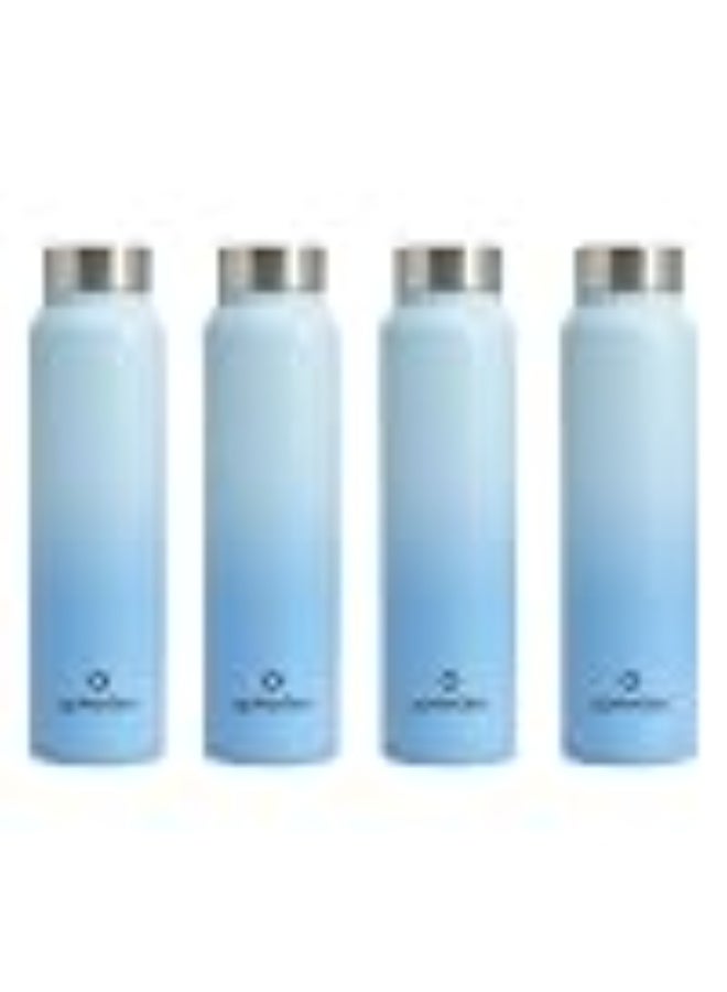 Speedex Stainless Steel Water Bottle 1 Ltr, Leak Proof Screw Cap, BIS Approved 1000 ml Metal Bottle For Daily, Office, School, Gym, Travel Use for Men, Women, Kids, Adults, Dual Blue, Set of 4 - Image 1