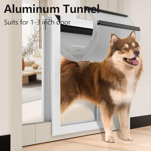 MAVRICPOWER [MAVRICPOWER] Aluminum Extra Large Dog Door with 2 Sliding Lock Panels, XL Dog Door for Door with Adjustable Tunnel, Never Rust Pet Door for Dogs Up to 220 lbs - Image 5