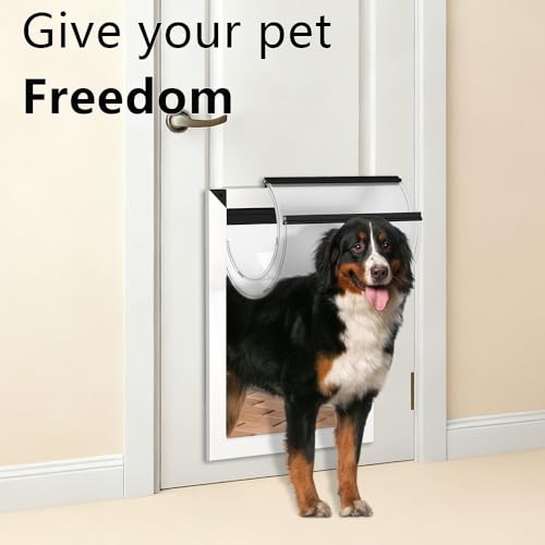 MAVRICPOWER [MAVRICPOWER] Aluminum Extra Large Dog Door with 2 Sliding Lock Panels, XL Dog Door for Door with Adjustable Tunnel, Never Rust Pet Door for Dogs Up to 220 lbs - Image 2
