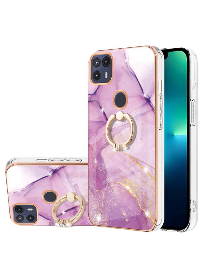 اس-توب جراب لهاتف Motorola Moto G50 5G بنمط رخامي مطلي بالكهرباء من مادة TPU المقاومة للصدمات مع حامل حلقي - Image 1