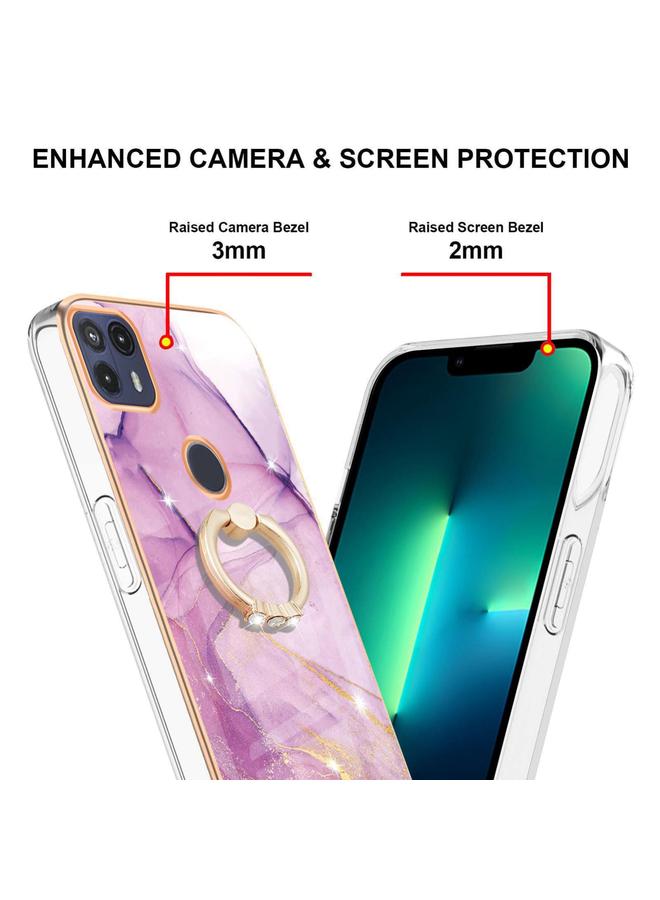 اس-توب جراب لهاتف Motorola Moto G50 5G بنمط رخامي مطلي بالكهرباء من مادة TPU المقاومة للصدمات مع حامل حلقي - Image 3