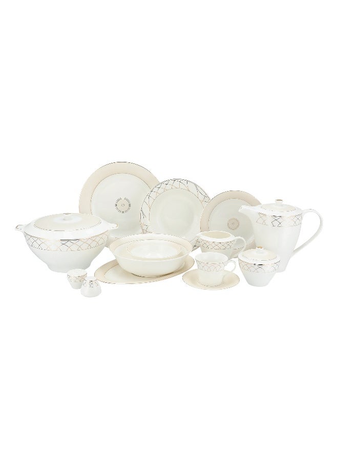 La Mesa La Mesa metalic beige bone porcelain dinner set 85 pcs  - Image 2